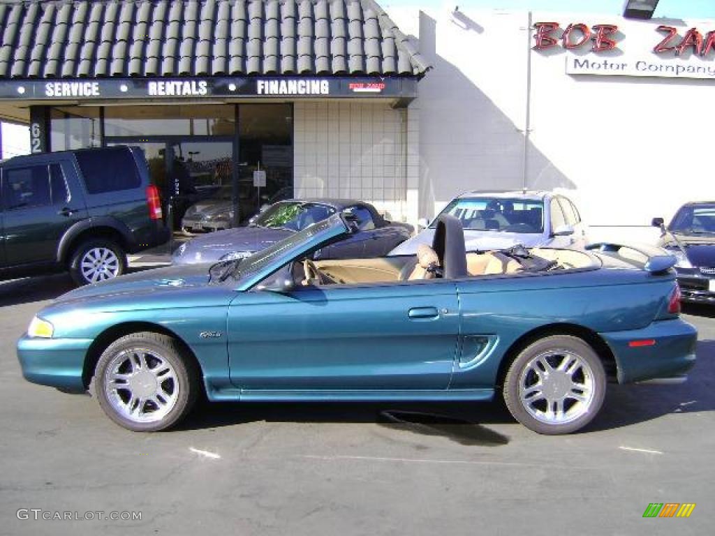 1997 Mustang GT Convertible - Pacific Green Metallic / Saddle photo #5