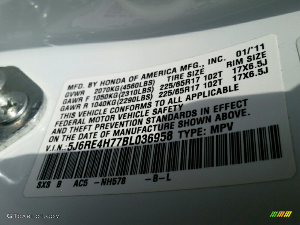 2011 CR-V EX-L 4WD - Taffeta White / Gray photo #17