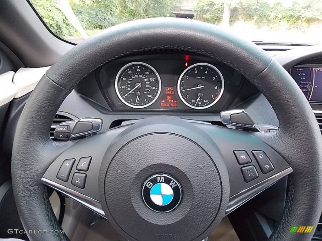 2010 BMW 6 Series 650i Convertible Cream Beige Steering Wheel Photo #105714112