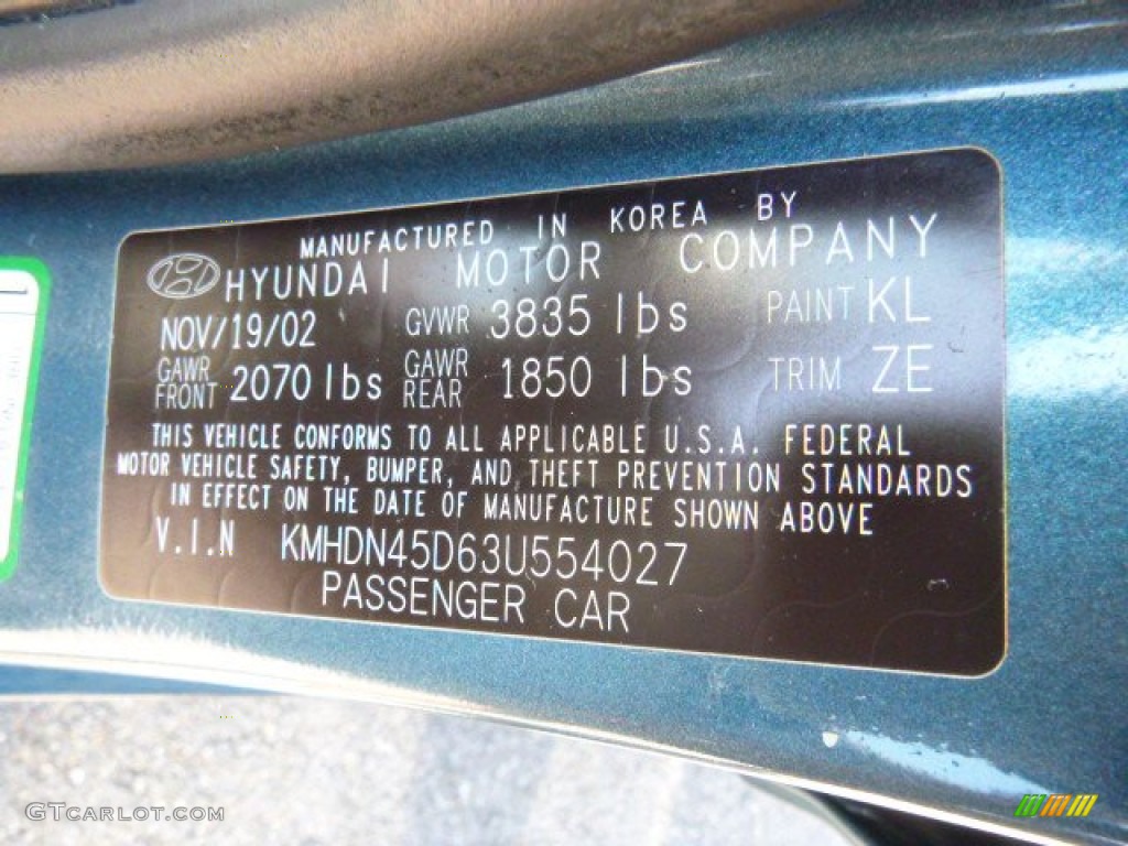 2003 Elantra GLS Sedan - Ocean Blue / Beige photo #14
