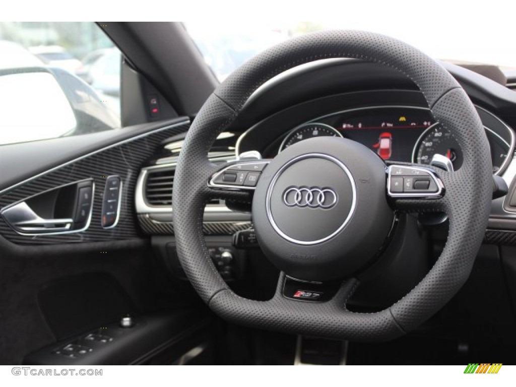 2016 Audi RS 7 4.0 TFSI quattro Black Valcona w/Honeycomb Stitching Steering Wheel Photo #105729734