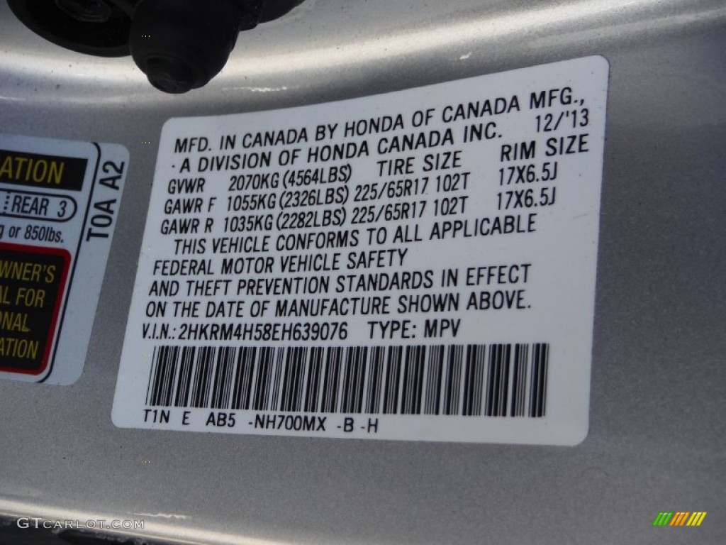 2014 CR-V EX AWD - Alabaster Silver Metallic / Gray photo #19