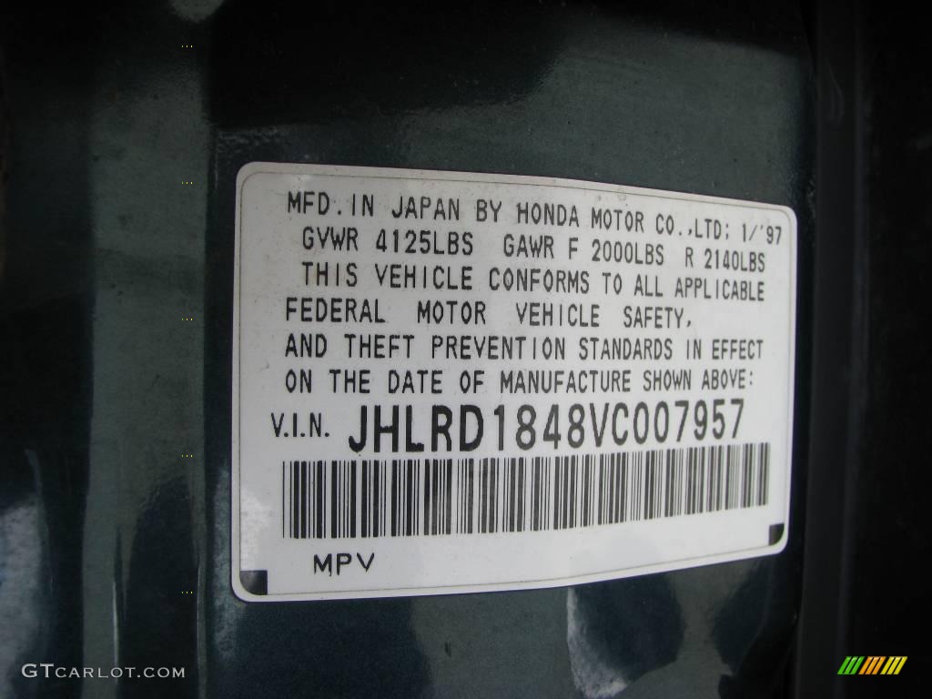 1997 CR-V 4WD - Cypress Green Pearl / Charcoal photo #14