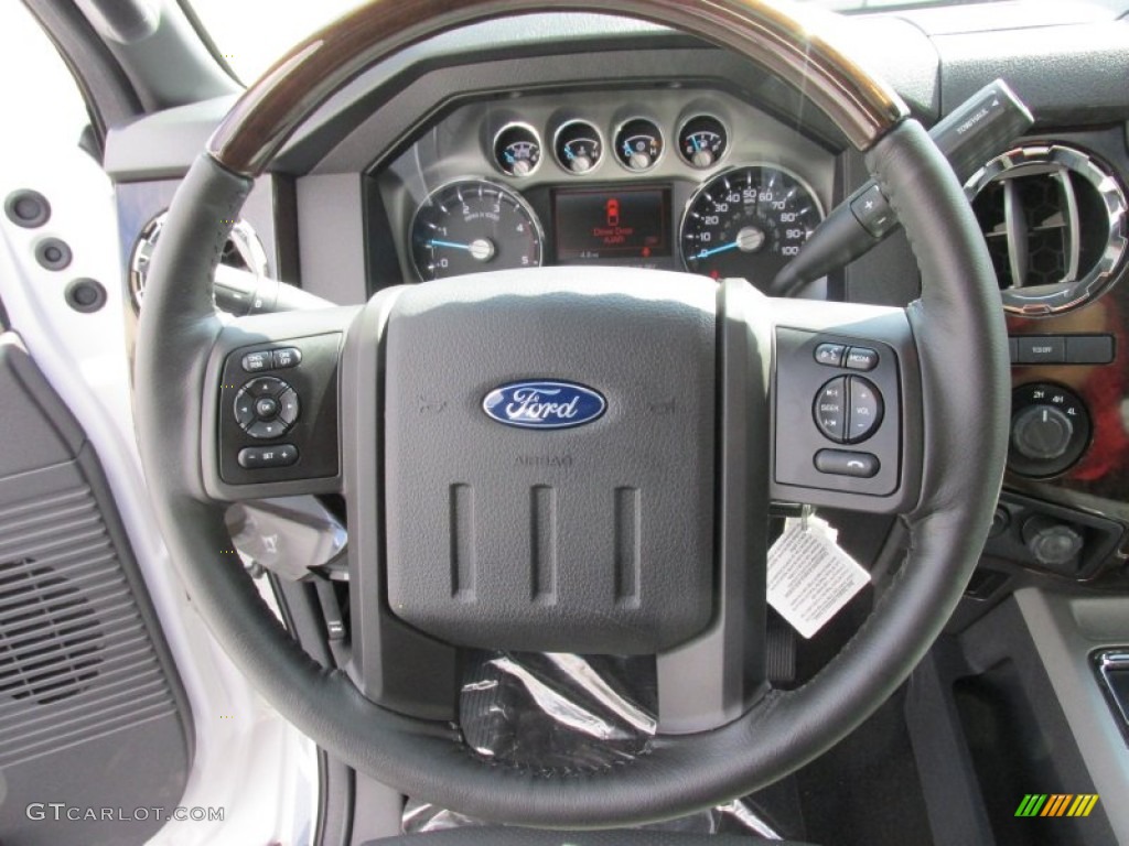 2016 Ford F350 Super Duty Platinum Crew Cab 4x4 DRW Platinum Black Steering Wheel Photo #105746501