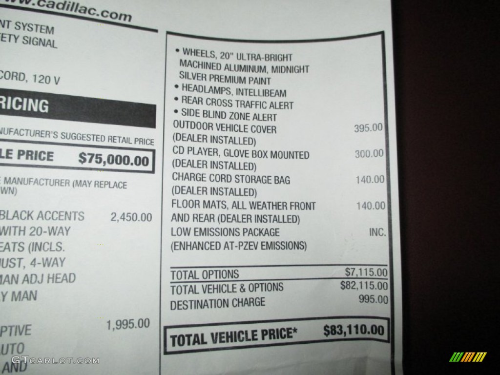 2014 Cadillac ELR Coupe Window Sticker Photo #105749564