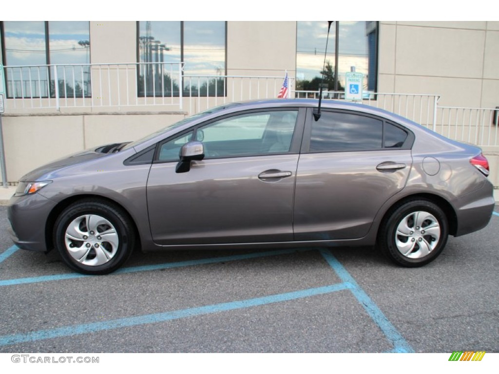 2013 Civic LX Sedan - Urban Titanium Metallic / Beige photo #3