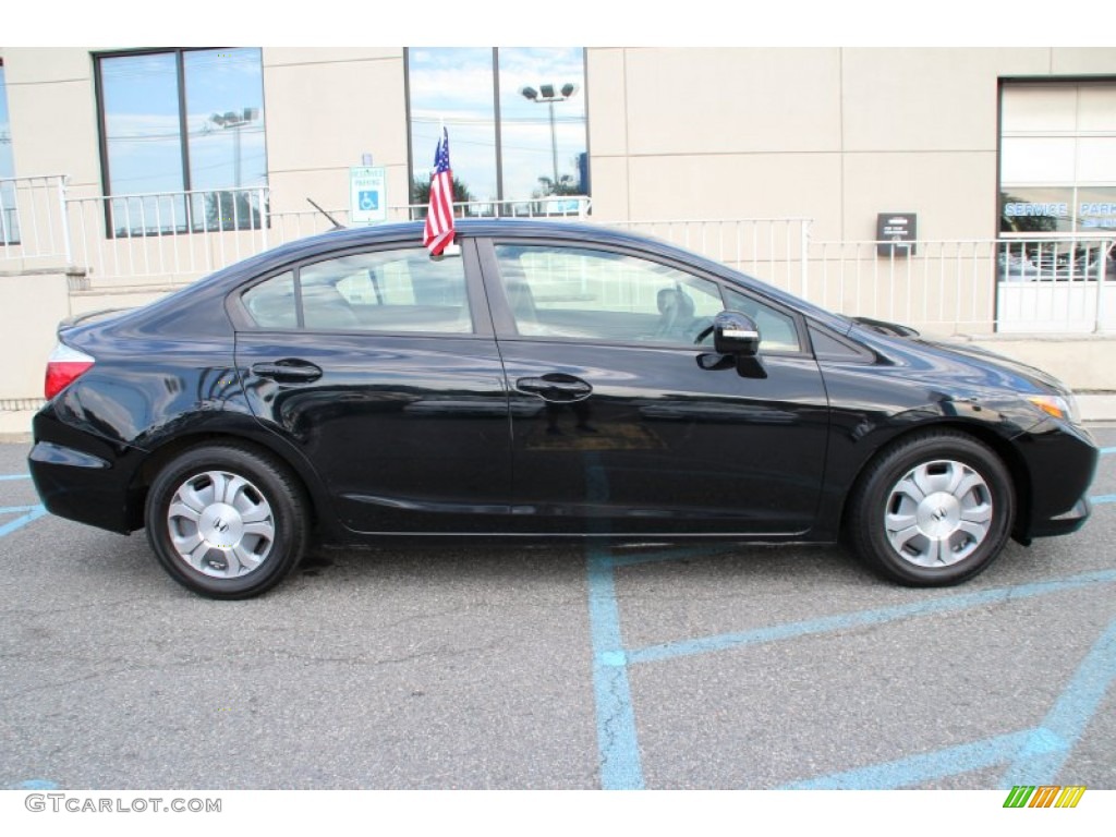 Crystal Black Pearl 2012 Honda Civic Hybrid Sedan Exterior Photo #105755248