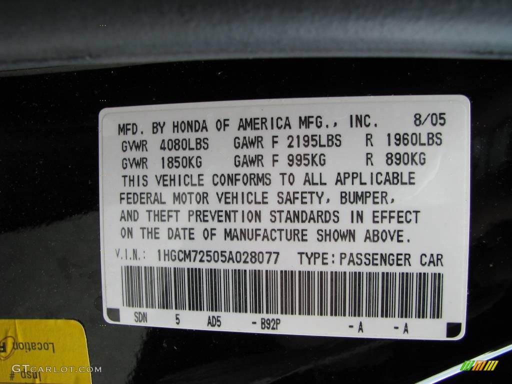 2005 Accord LX Special Edition Coupe - Nighthawk Black Pearl / Black photo #14