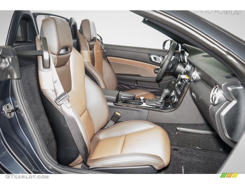 Two-tone Brown/Black Interior 2015 Mercedes-Benz SLK 250 Roadster Photo #105772076