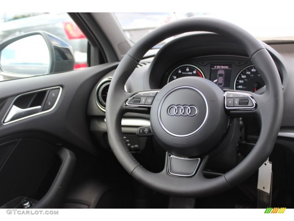 2016 Audi A3 1.8 Premium Black Steering Wheel Photo #105778254