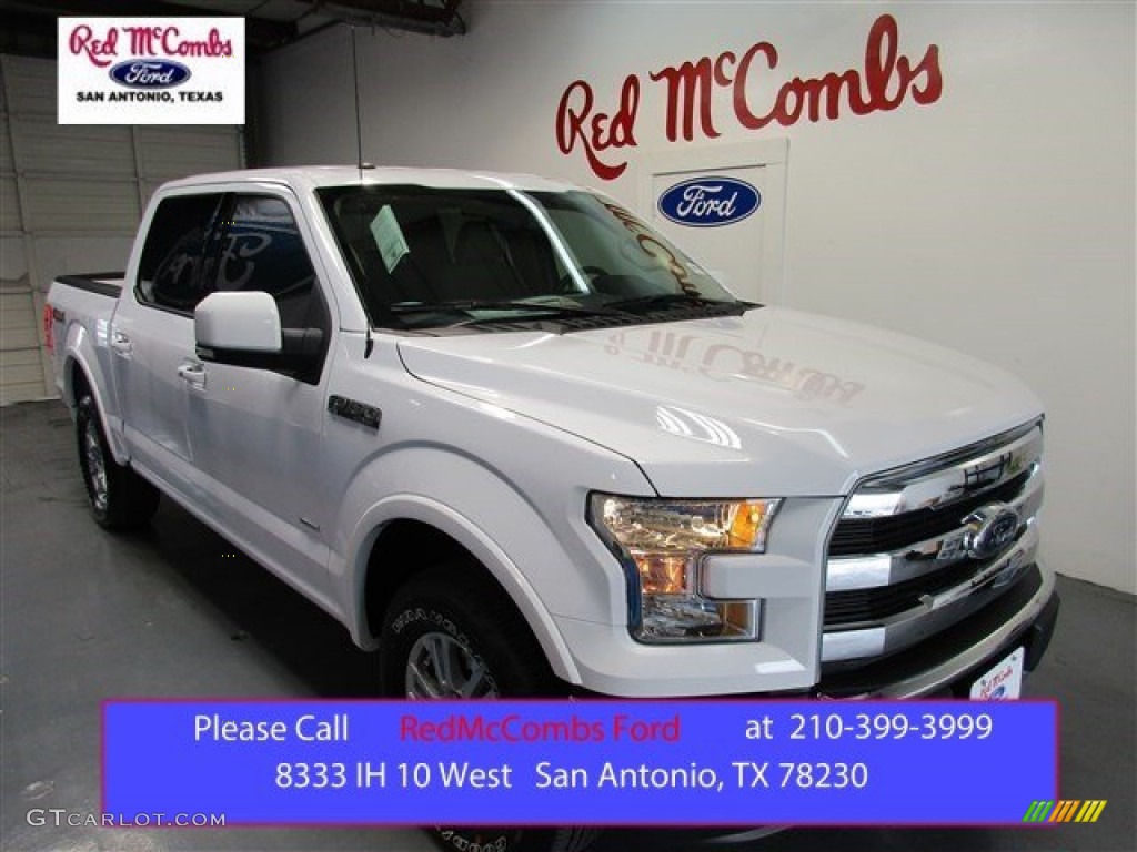 2015 F150 Lariat SuperCrew 4x4 - Oxford White / Medium Light Camel photo #1