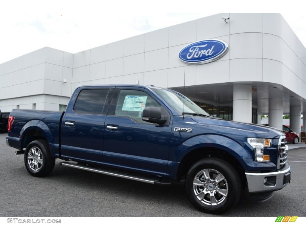 2015 F150 XLT SuperCrew - Blue Jeans Metallic / Medium Light Camel photo #1