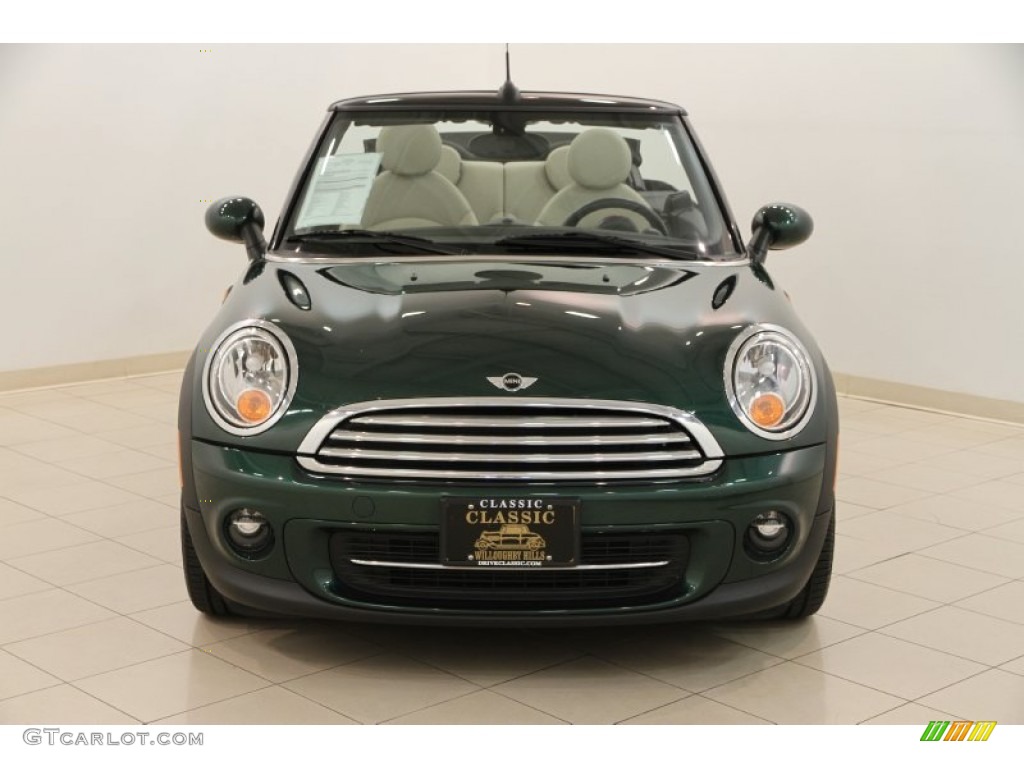 2011 Cooper Convertible - British Racing Green II / Gravity Polar Beige Leather photo #3