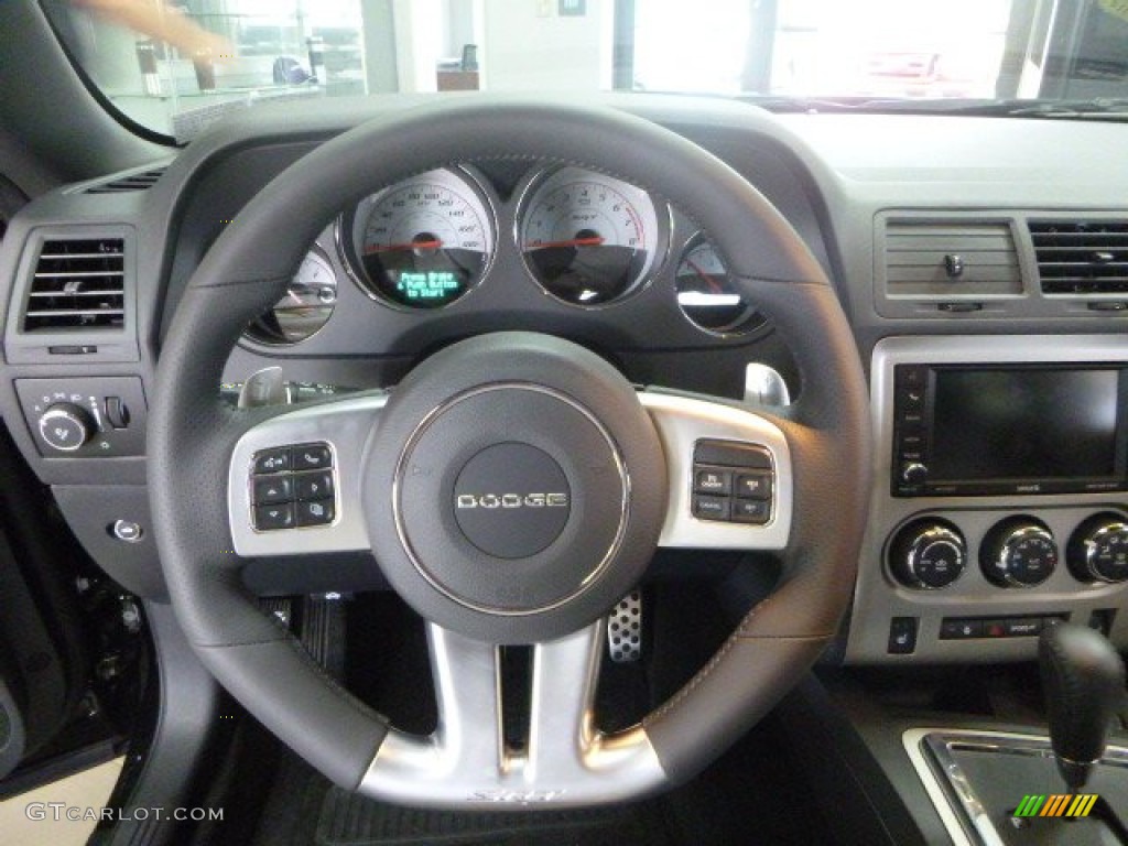 2014 Dodge Challenger SRT8 392 Dark Slate Gray Steering Wheel Photo #105821974
