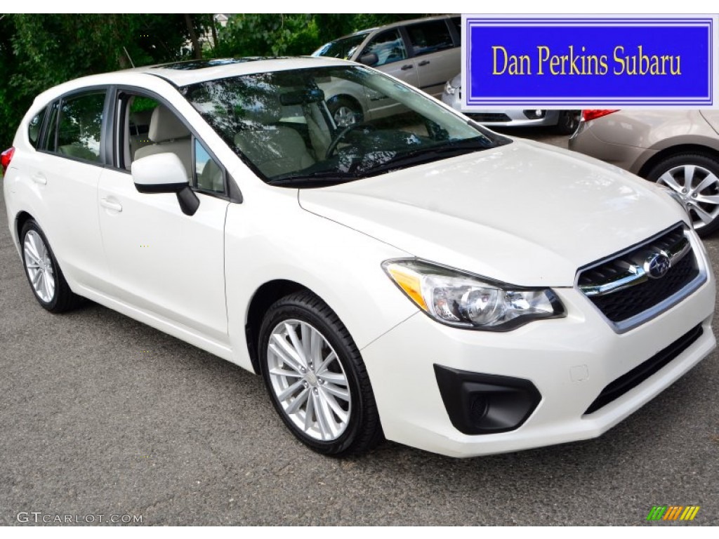 2012 Impreza 2.0i Premium 5 Door - Satin White Pearl / Ivory photo #1