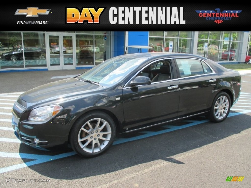 2008 Malibu LTZ Sedan - Black Granite Metallic / Ebony/Brick Red photo #1