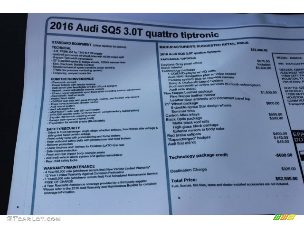 2016 SQ5 Premium Plus 3.0 TFSI quattro - Daytona Gray Pearl / Black photo #8