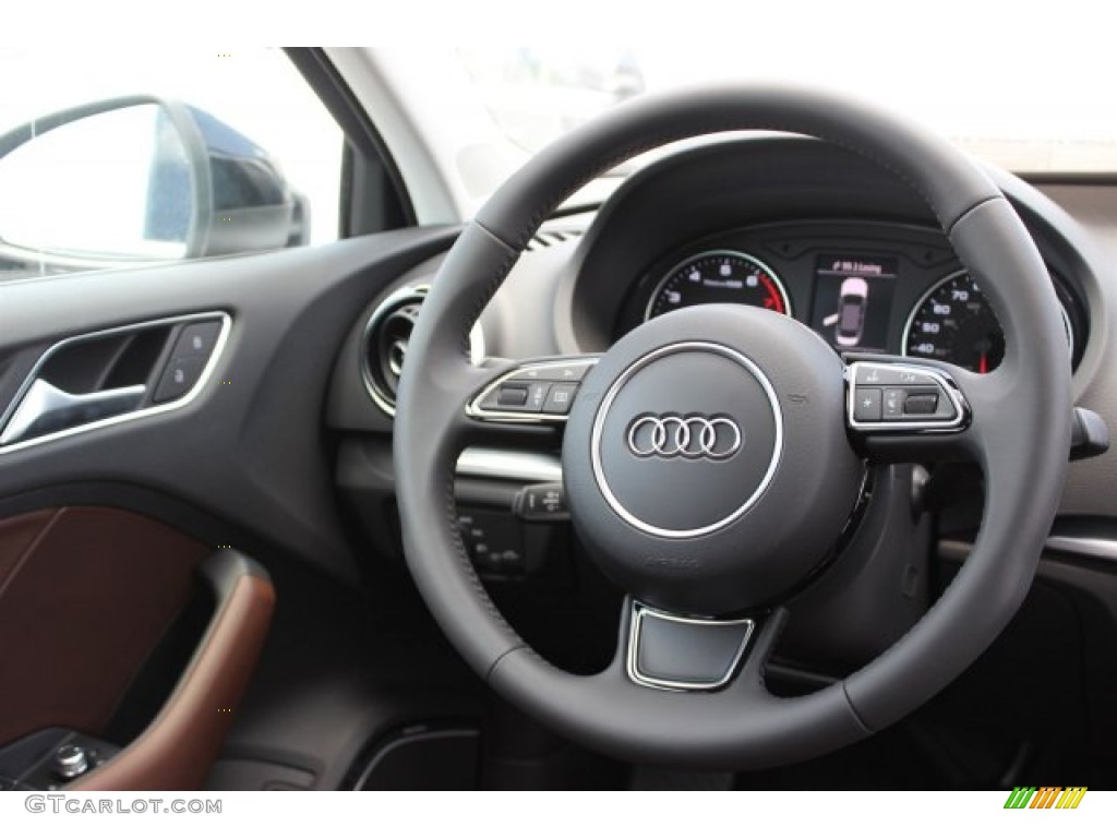 2016 Audi A3 2.0 Premium Plus quattro Chestnut Brown Steering Wheel Photo #105843369