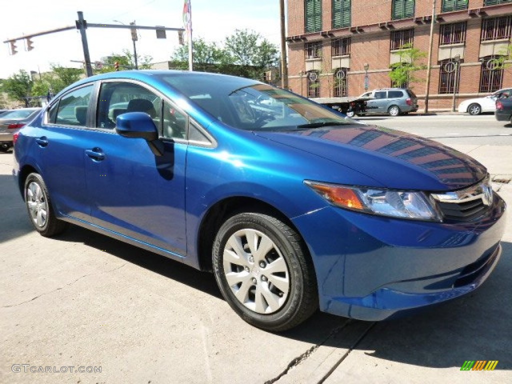 2012 Civic LX Sedan - Dyno Blue Pearl / Stone photo #3