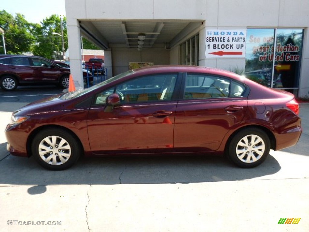 2012 Civic LX Sedan - Rallye Red / Beige photo #2