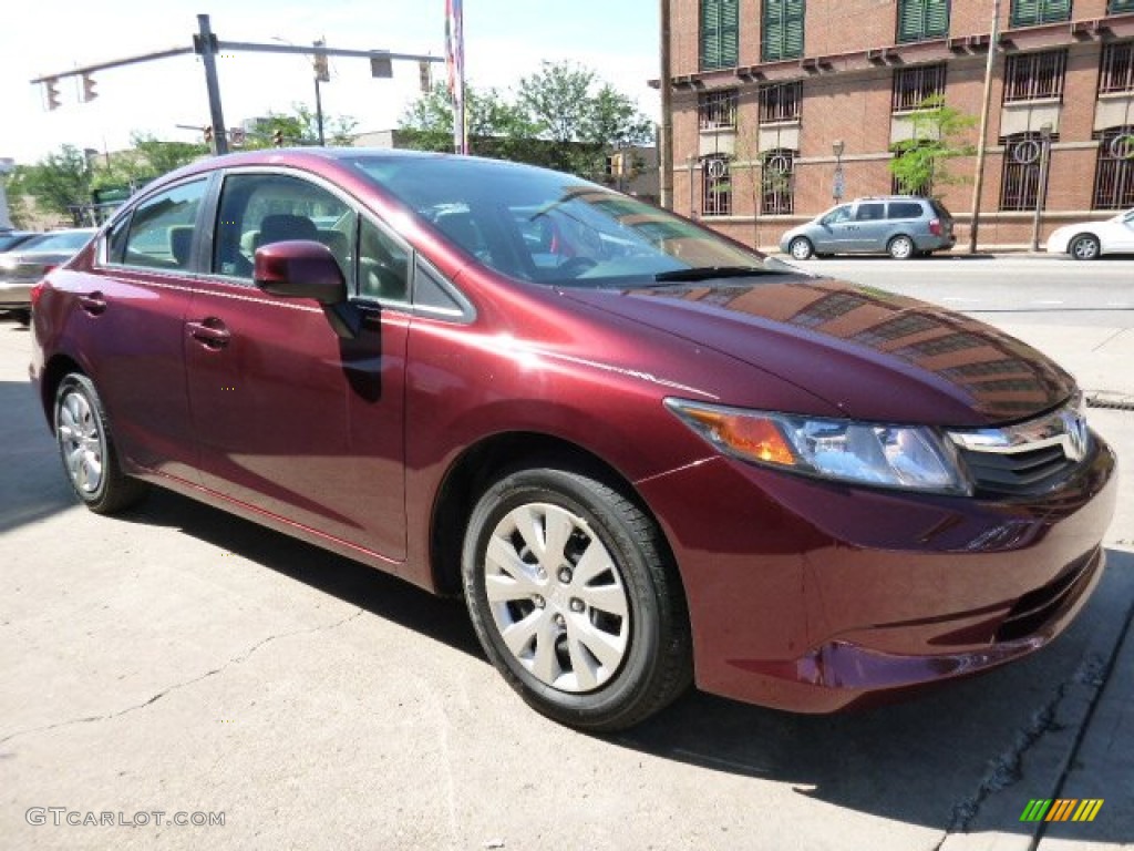 2012 Civic LX Sedan - Rallye Red / Beige photo #3