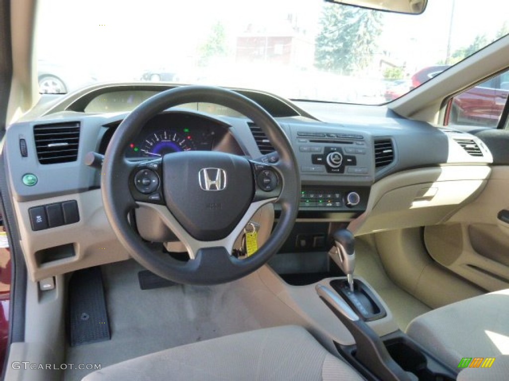 2012 Civic LX Sedan - Rallye Red / Beige photo #6