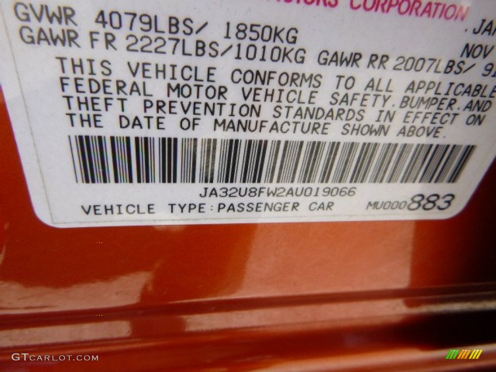 2010 Lancer GTS - Rotor Glow Orange Metallic / Black photo #16