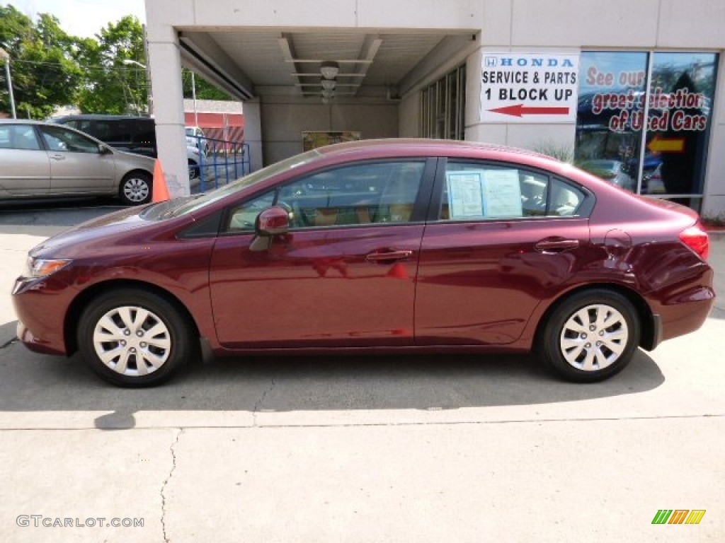 2012 Civic LX Sedan - Rallye Red / Beige photo #2