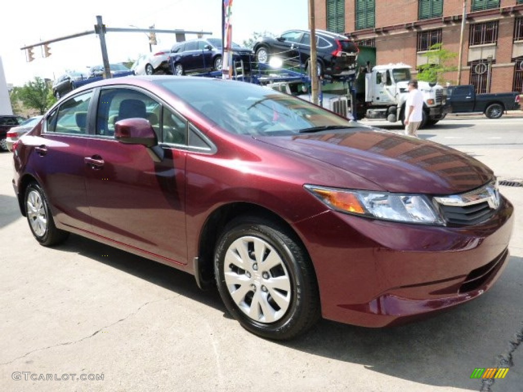 2012 Civic LX Sedan - Rallye Red / Beige photo #3