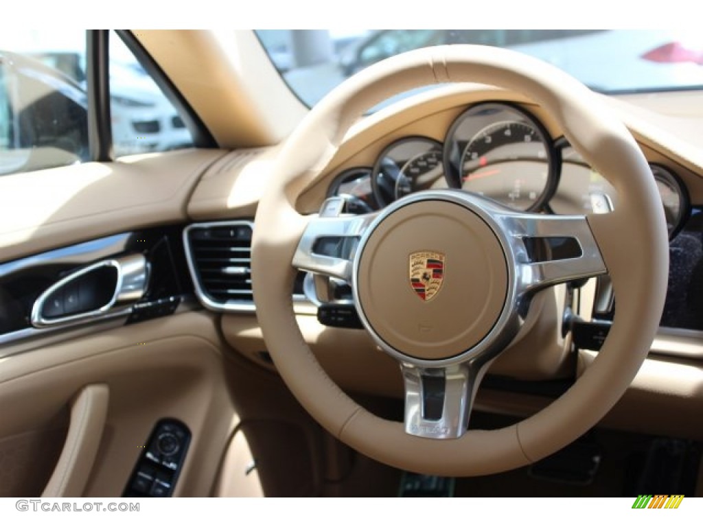 2016 Porsche Panamera 4 Edition Luxor Beige Steering Wheel Photo #105862256