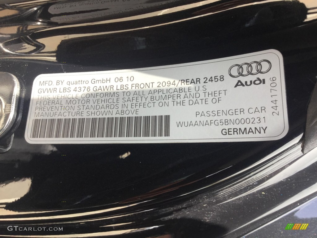 2011 R8 5.2 FSI quattro - Phantom Black Pearl Effect / Black Fine Nappa Leather photo #6