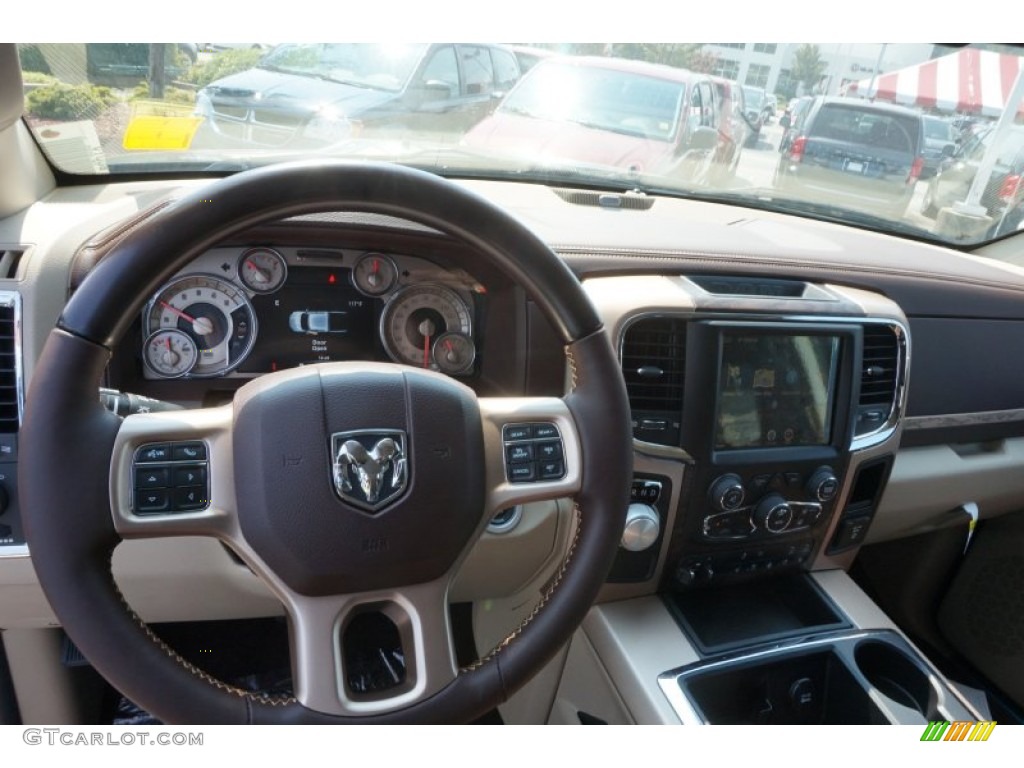 2015 1500 Laramie Long Horn Crew Cab - Black Forest Green Pearl / Canyon Brown/Light Frost photo #8