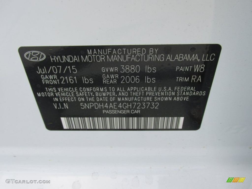 2016 Elantra SE - White / Gray photo #31