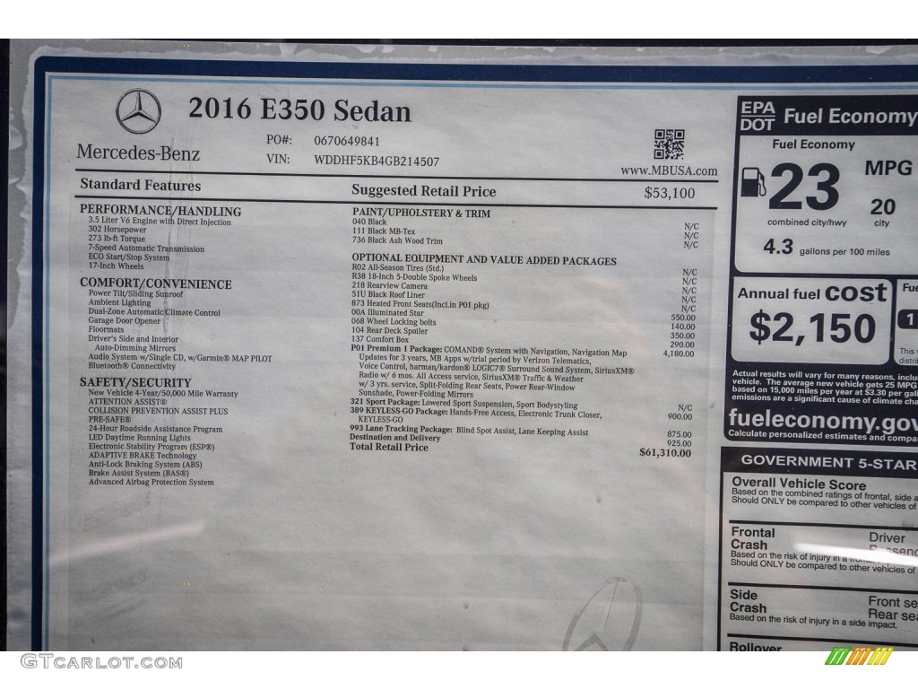 2016 E 350 Sedan - Black / Black photo #11