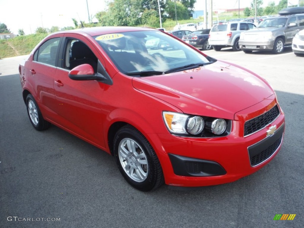 Victory Red 2013 Chevrolet Sonic LT Sedan Exterior Photo #105913865