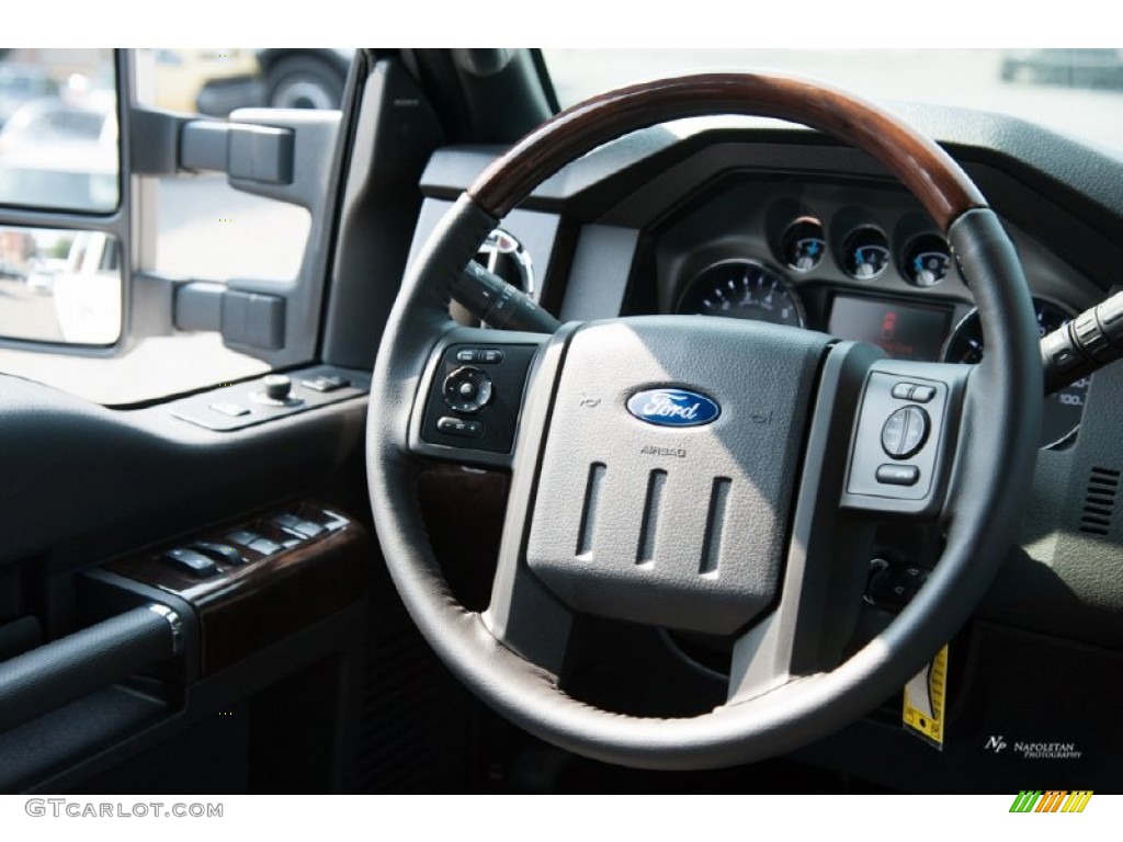 2016 Ford F250 Super Duty Platinum Crew Cab 4x4 Platinum Black Steering Wheel Photo #105931789
