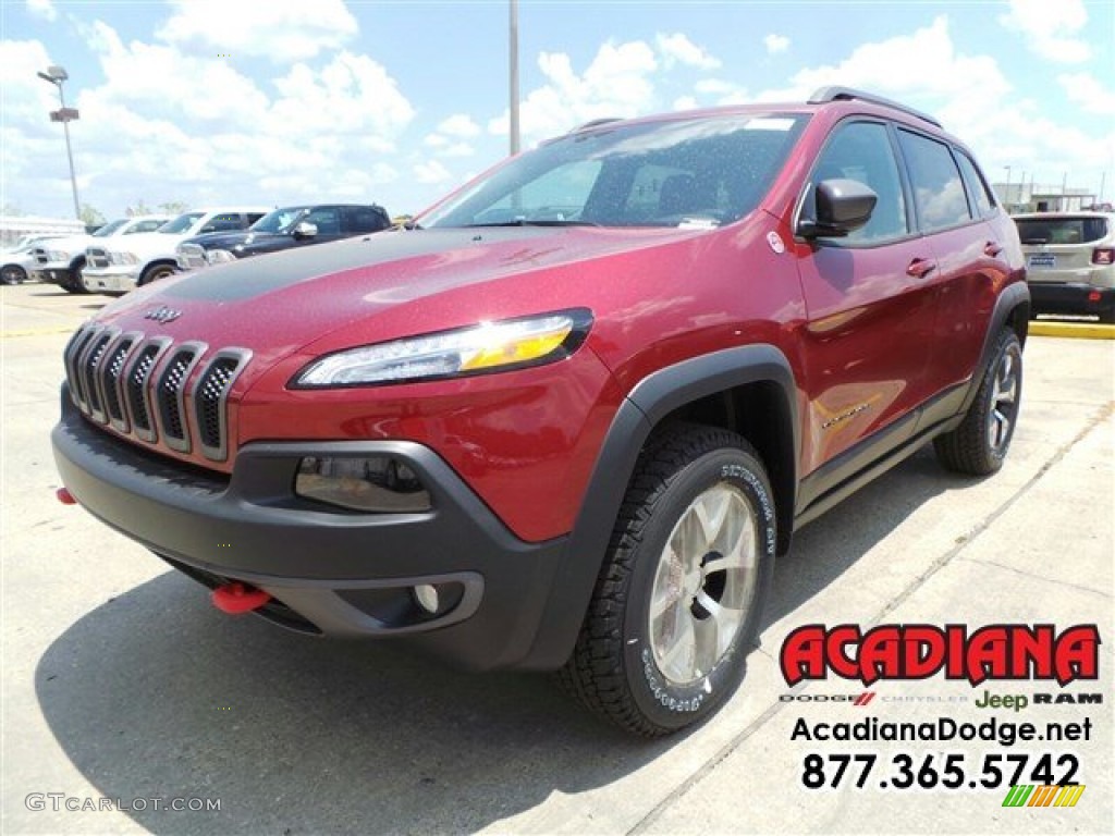 2015 Cherokee Trailhawk 4x4 - Deep Cherry Red Crystal Pearl / Trailhawk Black photo #1