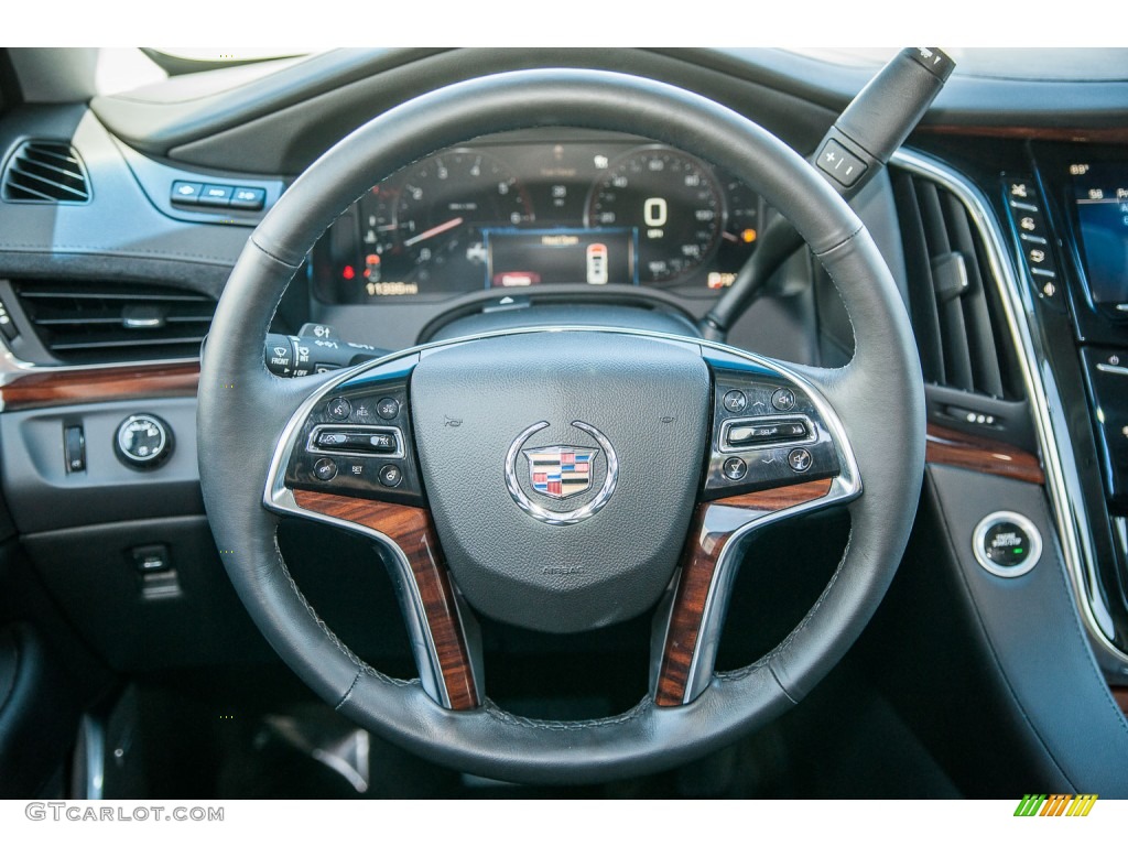 2015 Cadillac Escalade Premium 4WD Jet Black Steering Wheel Photo #105958566