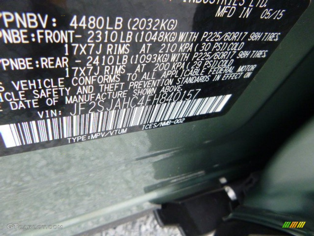 2015 Forester 2.5i Limited - Jasmine Green Metallic / Gray photo #17