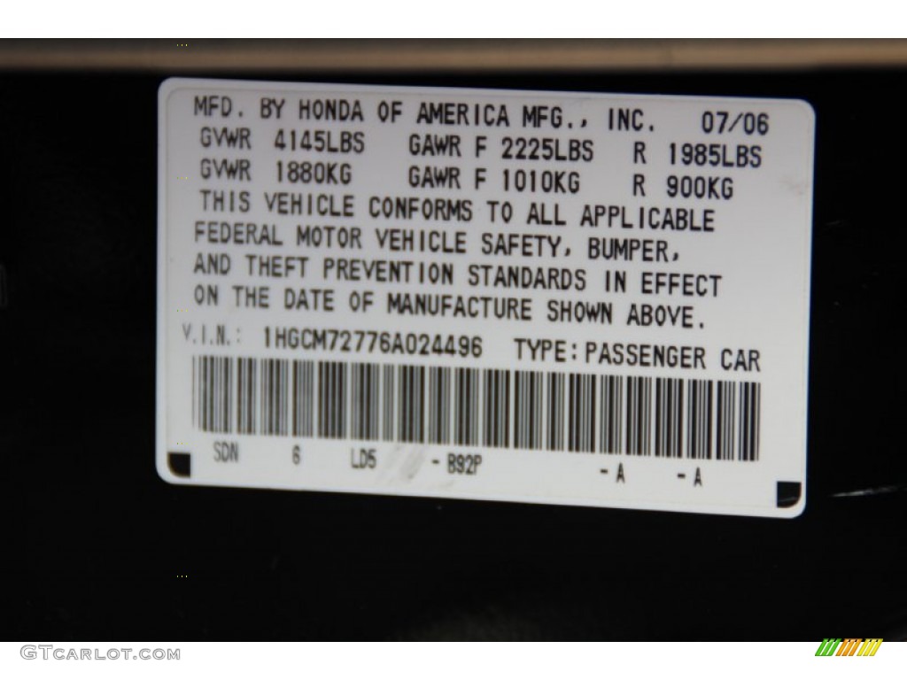 2006 Accord EX Coupe - Nighthawk Black Pearl / Black photo #31