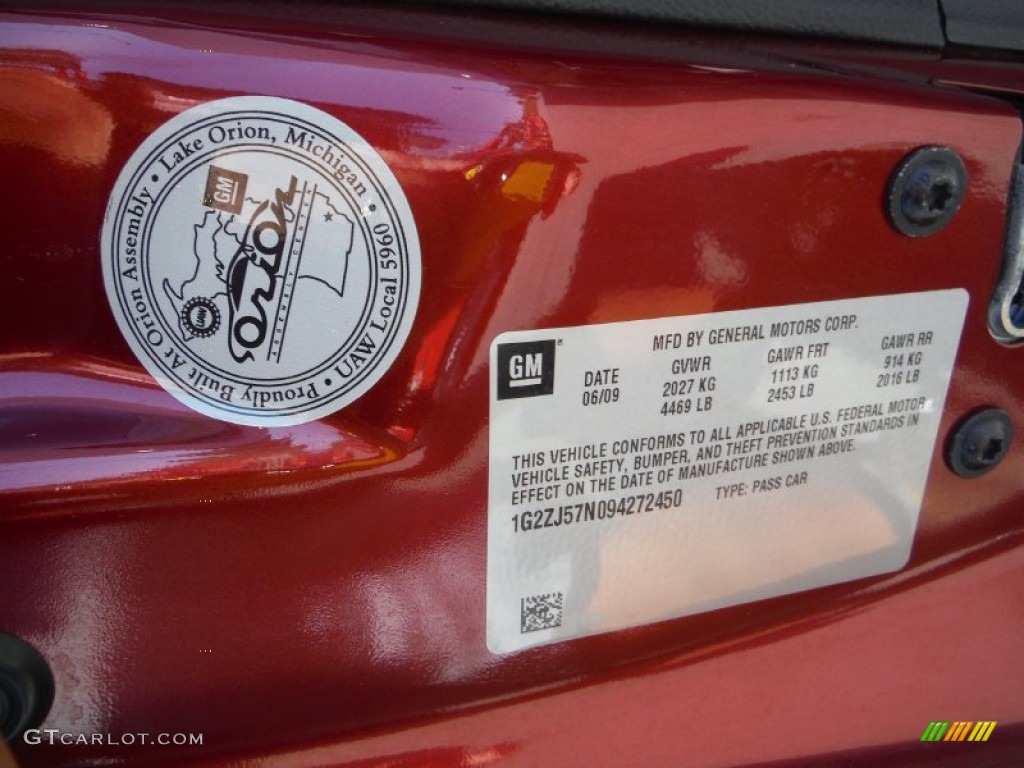 2009 G6 V6 Sedan - Performance Red Metallic / Ebony photo #33