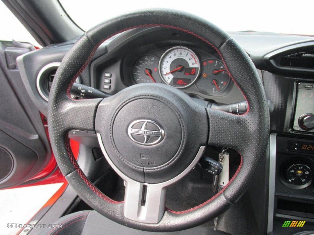 2013 Scion FR-S Sport Coupe Black/Red Accents Steering Wheel Photo #105989652