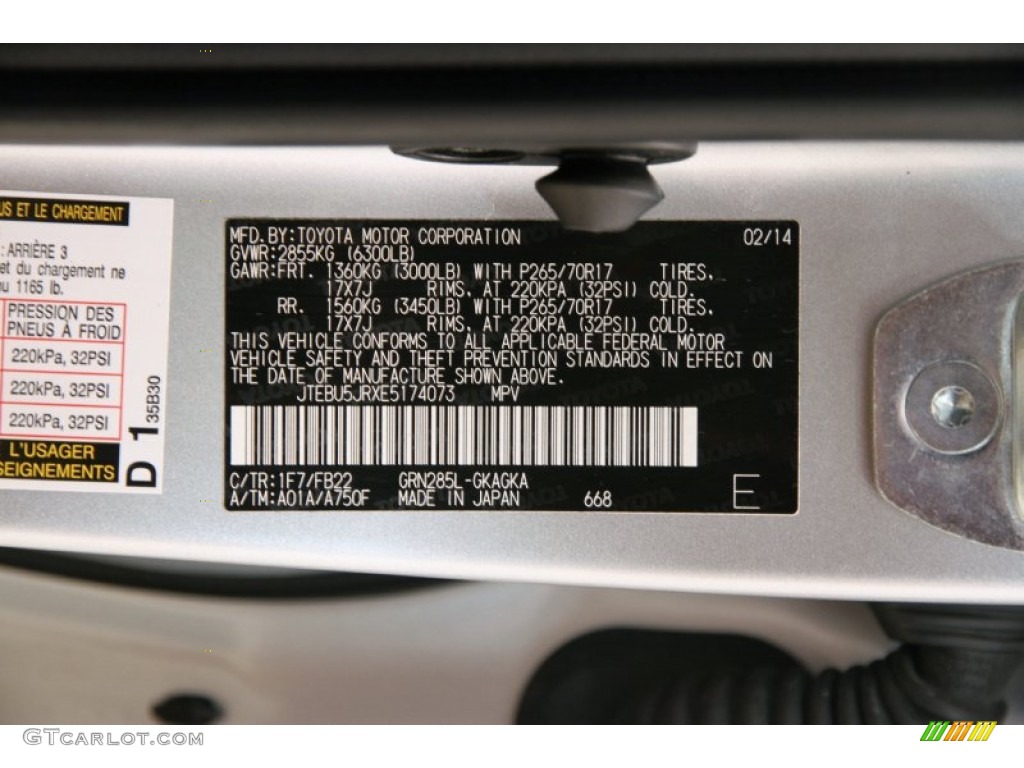 2014 Toyota 4Runner SR5 4x4 Color Code Photos