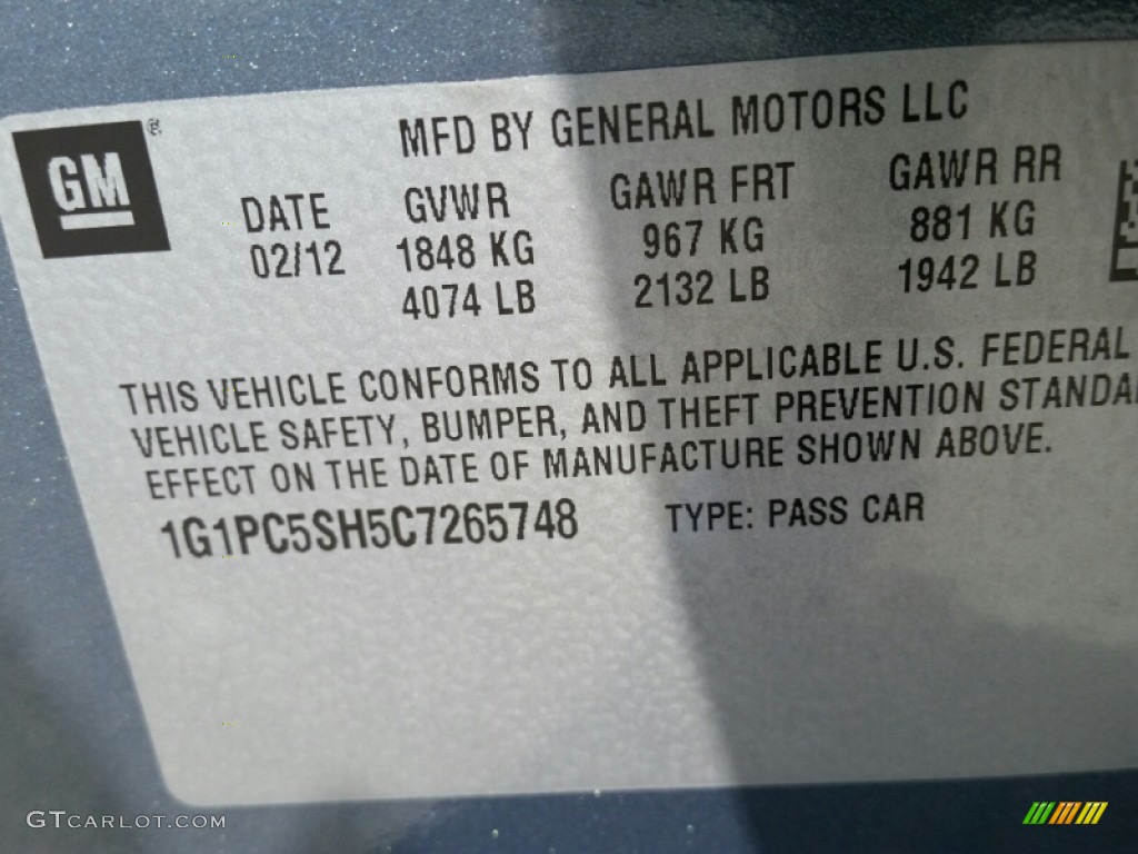 2012 Cruze LS - Blue Granite Metallic / Jet Black/Medium Titanium photo #17