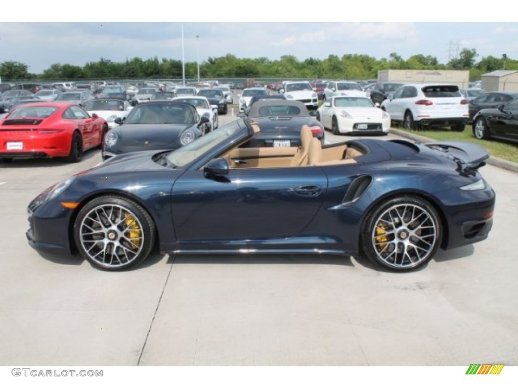 Dark Blue Metallic 2015 Porsche 911 Turbo S Cabriolet Exterior Photo #106015604