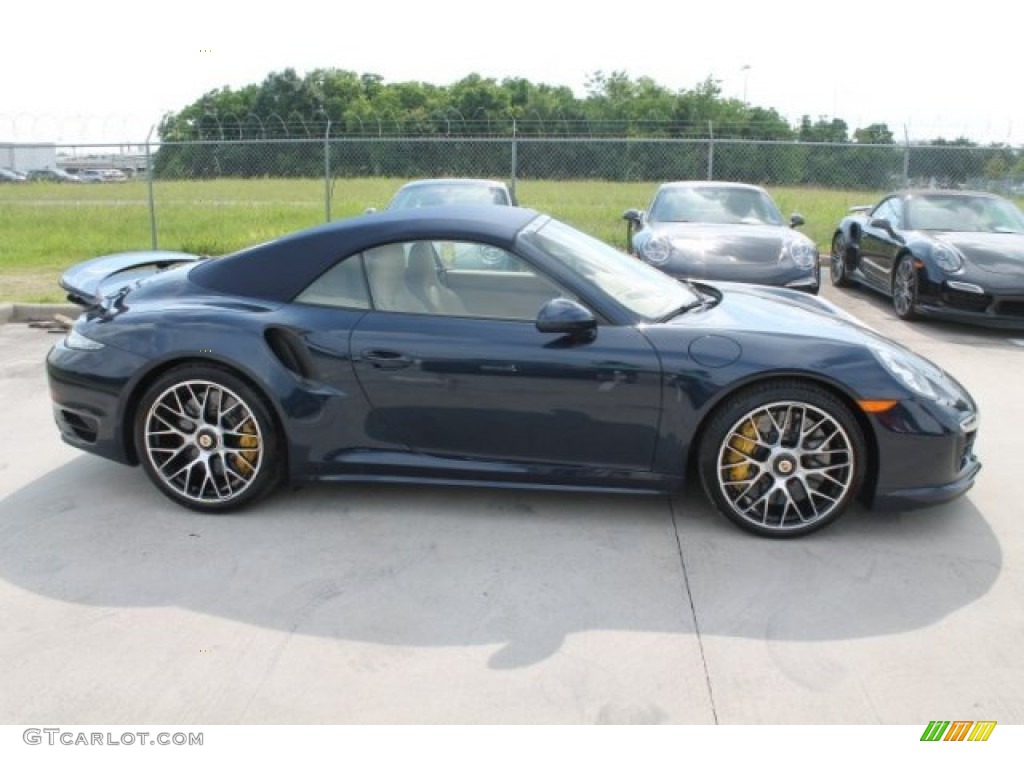 Dark Blue Metallic 2015 Porsche 911 Turbo S Cabriolet Exterior Photo #106015679