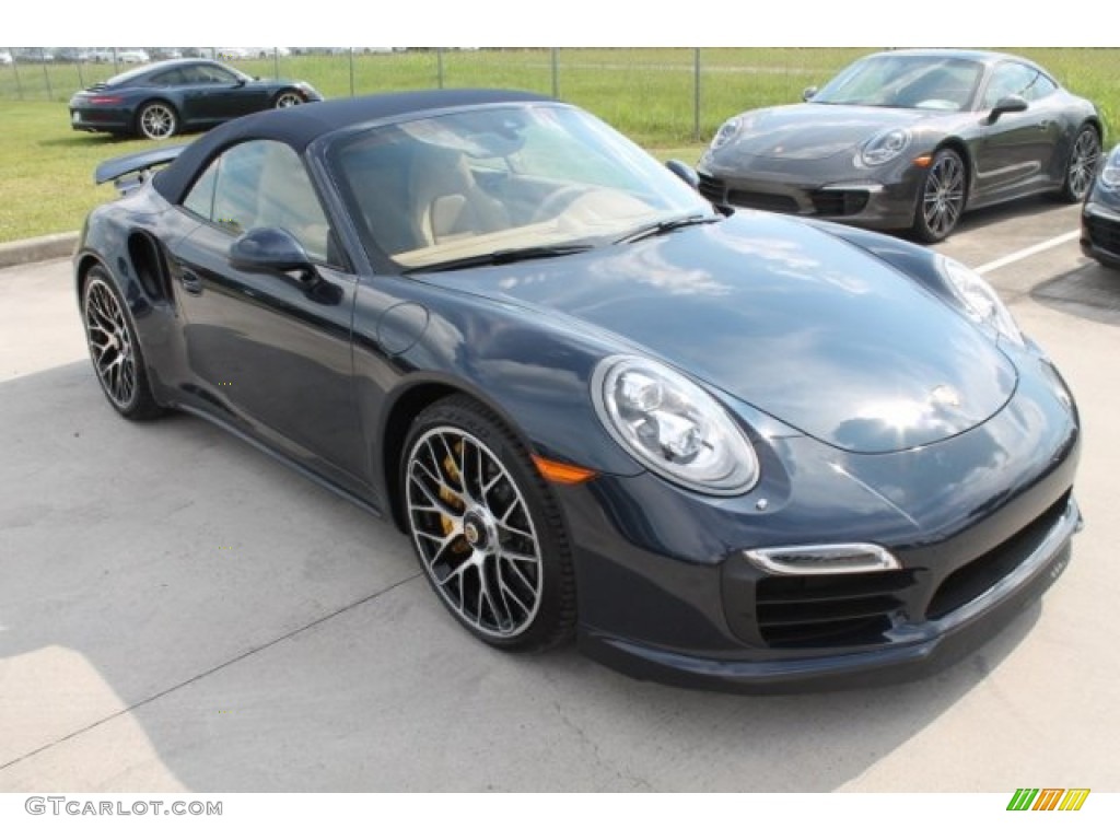 Dark Blue Metallic 2015 Porsche 911 Turbo S Cabriolet Exterior Photo #106015700