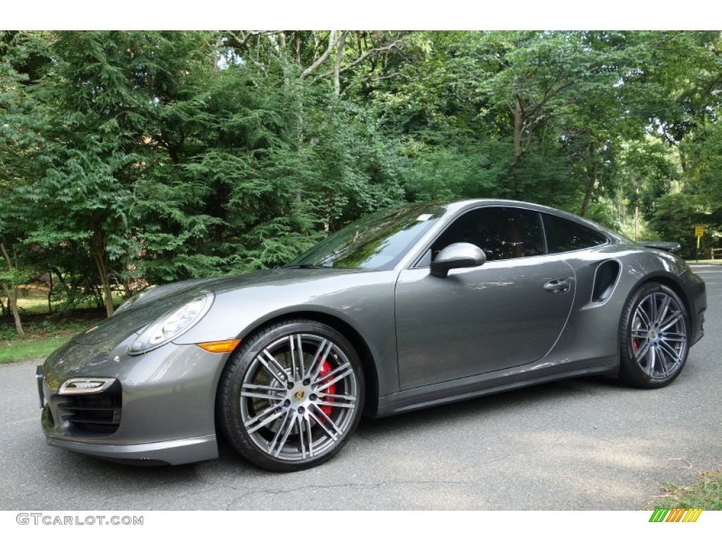 Agate Grey Metallic 2015 Porsche 911 Turbo Coupe Exterior Photo #106027648