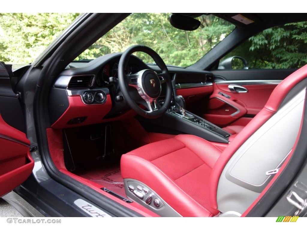 Black/Garnet Red Interior 2015 Porsche 911 Turbo Coupe Photo #106027939