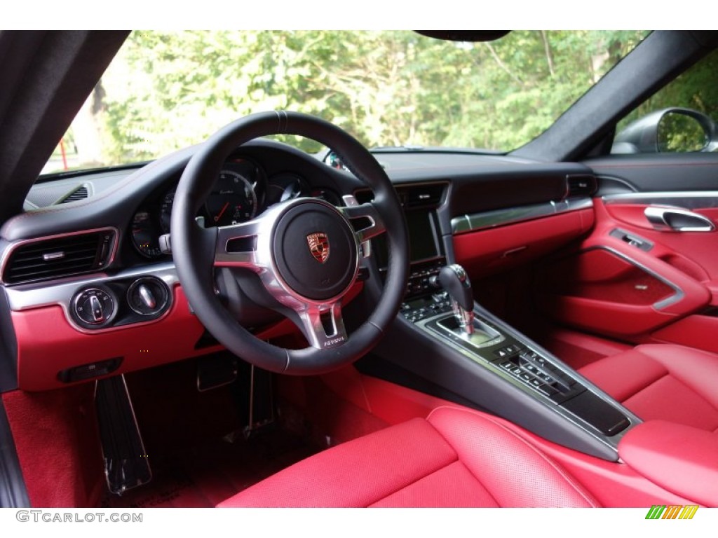 Black/Garnet Red Interior 2015 Porsche 911 Turbo Coupe Photo #106028095